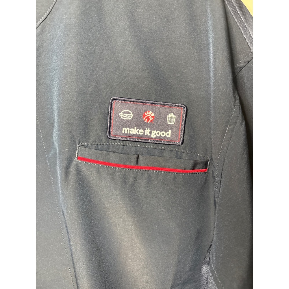 Chick-fil-A Team Style Navy Blue Red Trim Chef Coat Jacket Uniform Shirt Mens XL - Picture 4 of 7